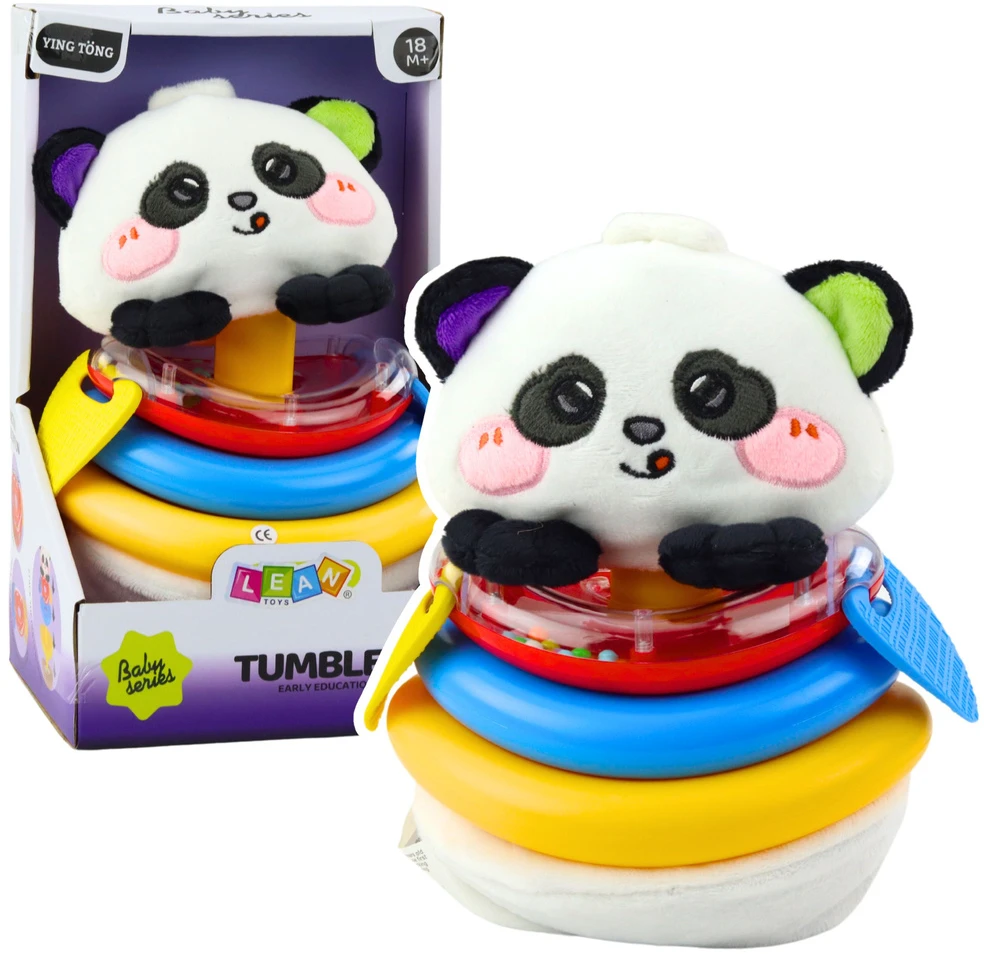 Lean Toys Žaislas vaikams pandos formos su žiedais