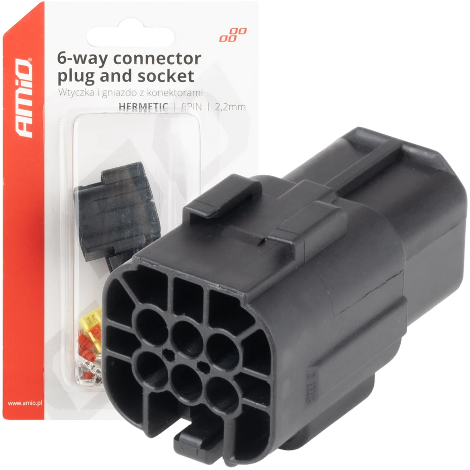 Atspari vandeniui 6 PIN jungtis – kištukas ir lizdas, 2,2 mm, AMIO-04349