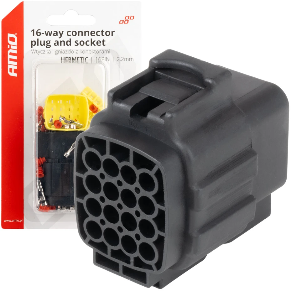 Vandeniui atspari 16 kontaktų elektros jungtis, 2,2 mm AMIO-04353