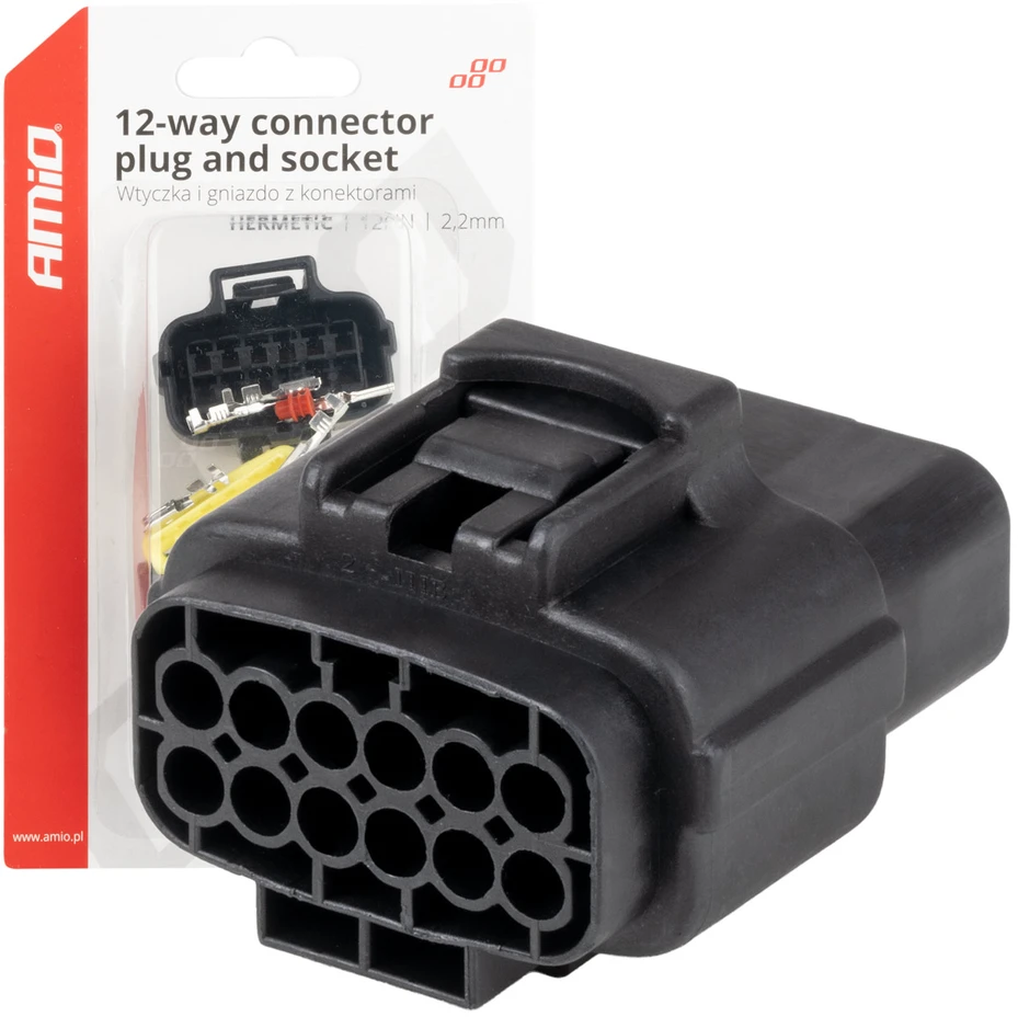 Vandeniui atspari 12 kontaktų elektros jungtis, 2,2 mm AMIO-04352