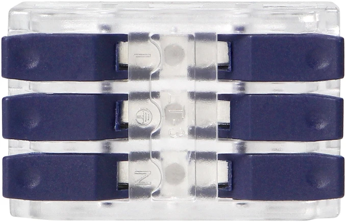 Orno Złączka 3 laidų kompresinė instaliacinė jungtis, dvipusė; bet kokiam 0,75–4 mm² laidui; IEC 250V/32A; 4 vnt. lizdinėje pakuotėje.
