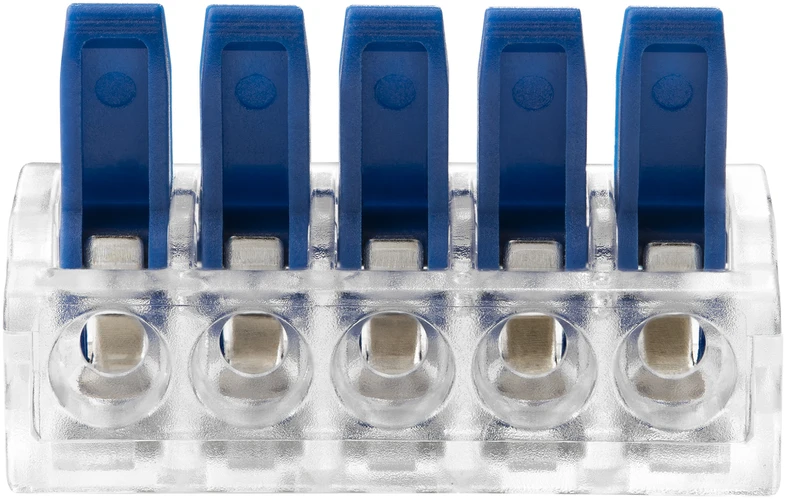 Orno Złączka 5 laidų kompresinė instaliacinė jungtis; bet kokiam 0,75–4 mm² laidui; IEC 450 V / 32 A; 4 vnt. lizdinėje pakuotėje.