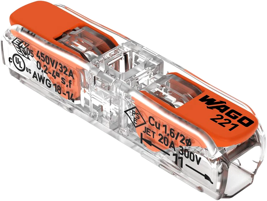Orno Złączka „Wago“ 1 takelio kiauryminė jungtis, 221-2411, nuo 0,2 iki 4 mm², 10 vnt.