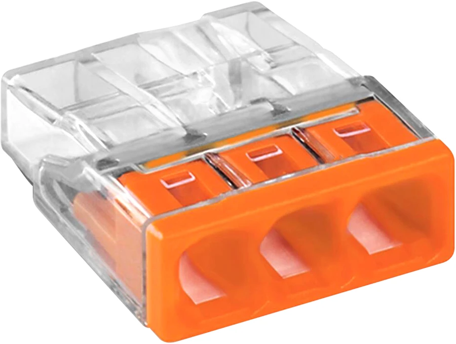 Orno Złączka „Wago“ 3 takelių jungtis, modelis: 2273-203, nuo 0,5 iki 2,50 mm², 10 vnt.