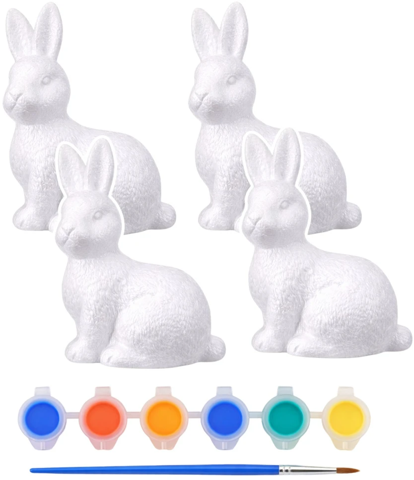 Lean Toys Zajączki Velykiniai zuikučiai, putplasčio dažai, 4 vnt.