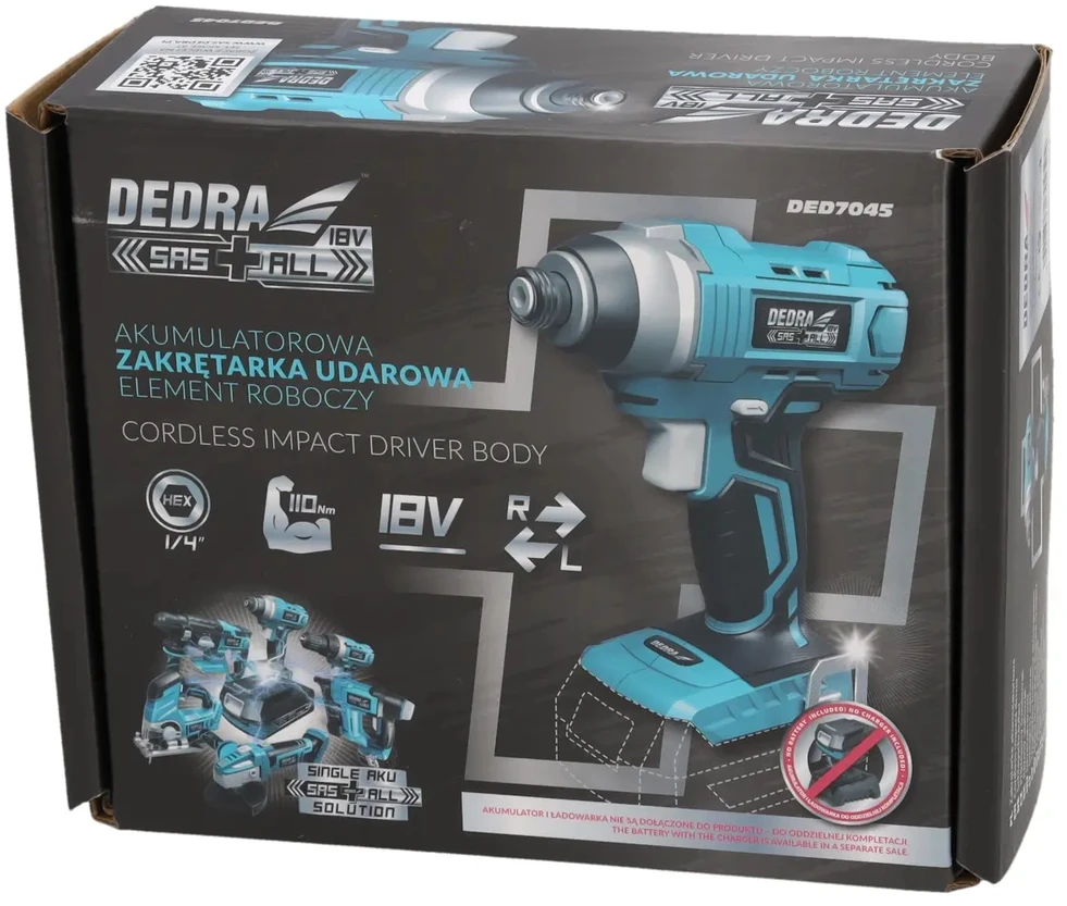 Akumuliatorinis smūginis suktuvas Dedra ded7045, 18v, 110nm