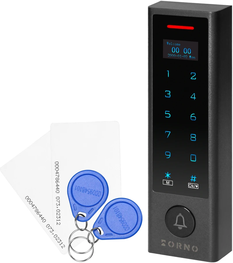 Orno Zamek Jutiklinio kodo spyna su arti kortelės ir pultelio skaitytuvu, OLED ekranas, Wi-Fi, IP68, 1 relė 3A, maitinama TUYA