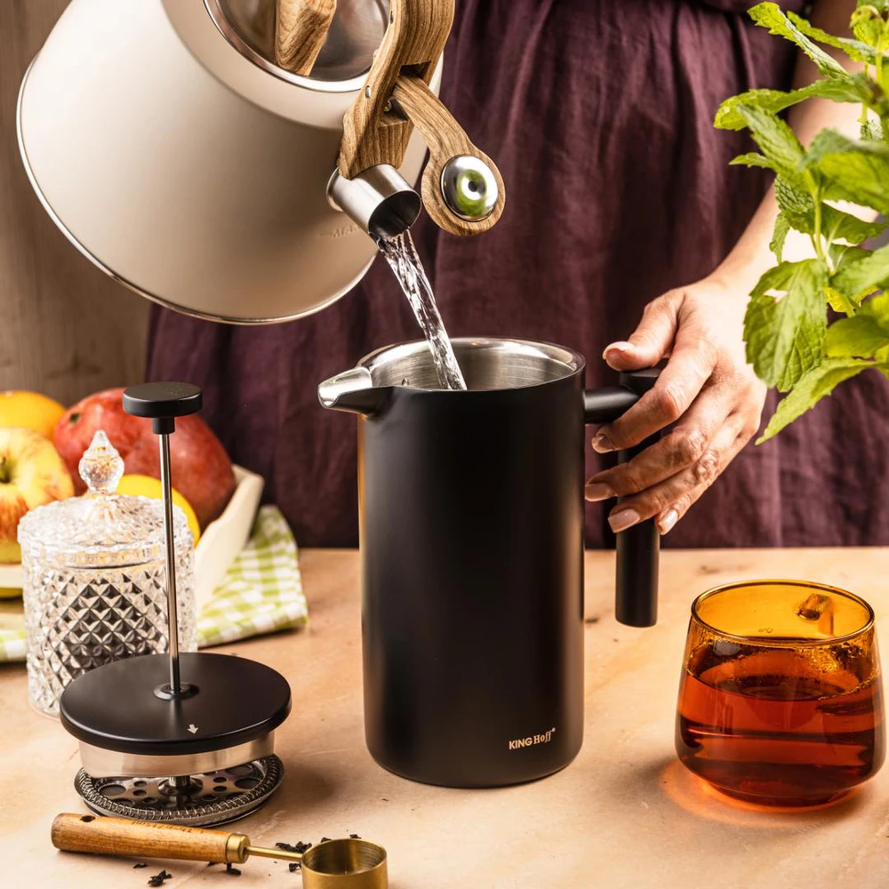 Zaparzacz Infuzeris, prancūziškas presas, 1 l, dvigubos sienelės, medinė rankena