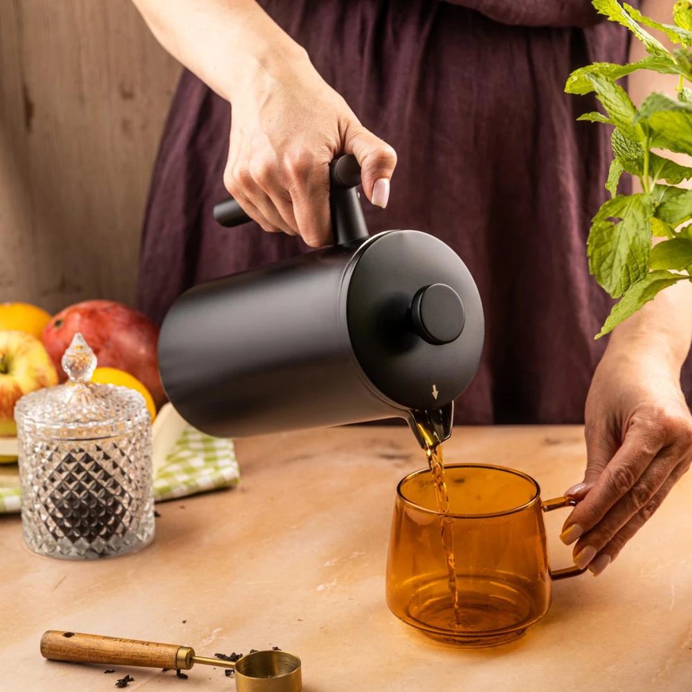 Zaparzacz Infuzeris, prancūziškas presas, 1 l, dvigubos sienelės, medinė rankena
