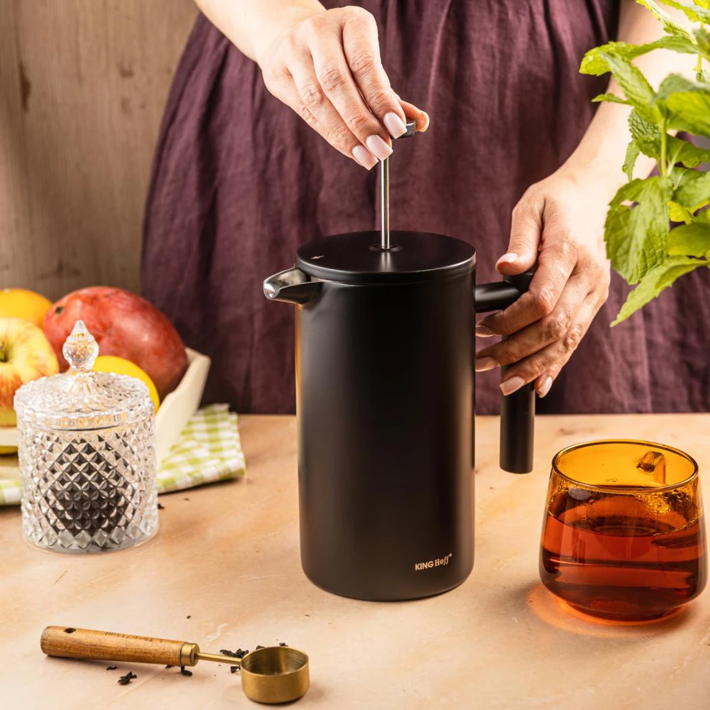 Zaparzacz Infuzeris, prancūziškas presas, 1 l, dvigubos sienelės, medinė rankena