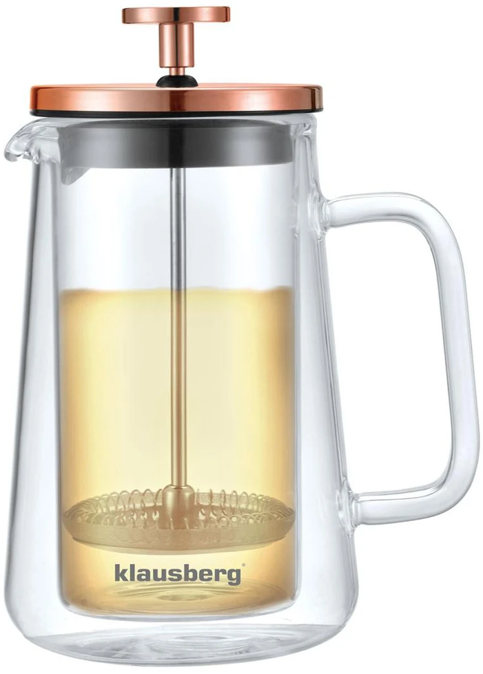 Klausberg stiklinis kavinukas su variniu stūmokliu 0,35 l