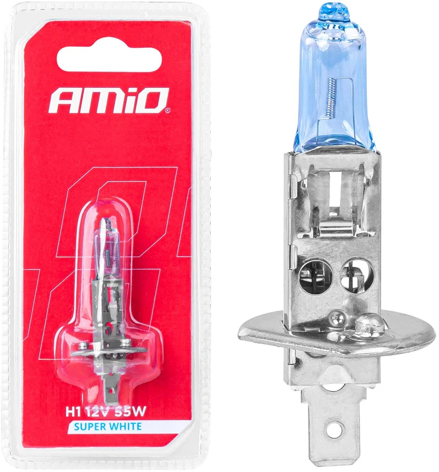Halogeninė lemputė H1 12V 55W itin balta 1 vnt. blisterinėje pakuotėje amio-03359