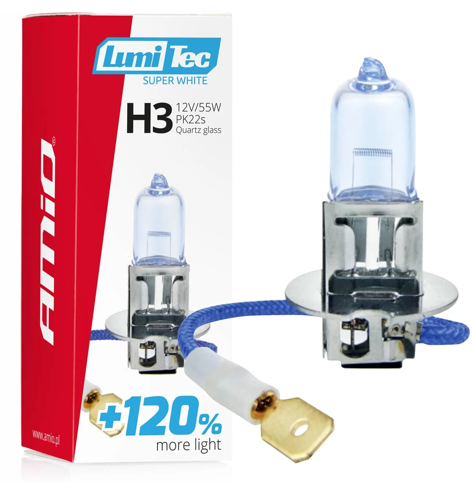 Halogeninė lemputė H3 12V 55W „Lumitec Super Baltas“ +120% amio-02136