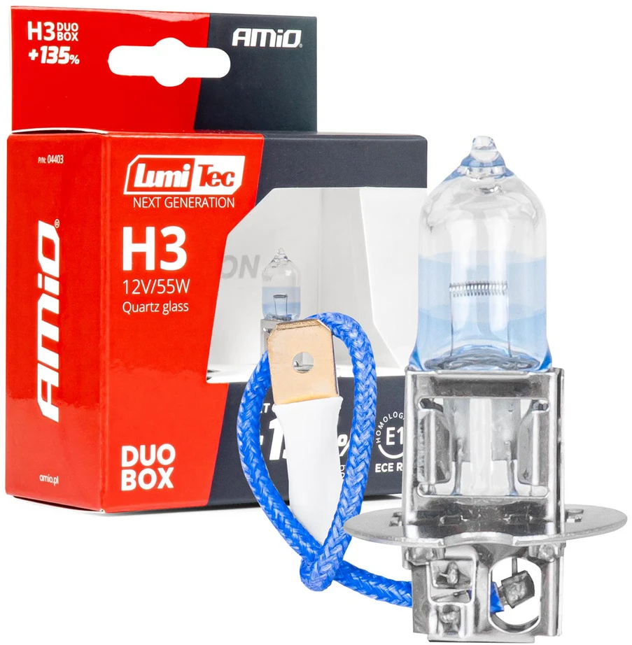 Halogeninės lemputės H3 12V 55W „Lumitec“ naujos kartos +135% „Duo Amio-04403“