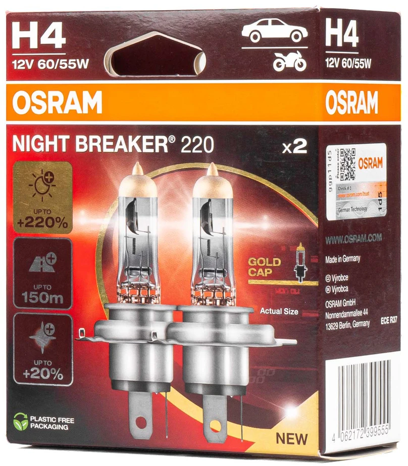 LEMPUTĖ AUT OSRAM 60/55W 12V P43T 5X2 H4