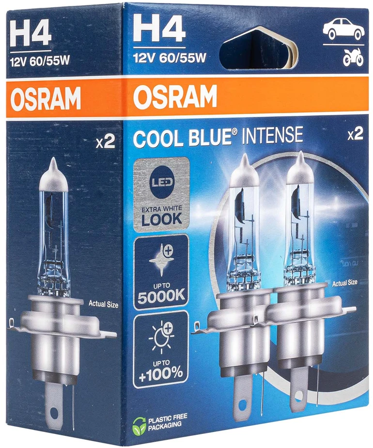 Osram lemputės, H4, COOL Mėlynas Intense, NextGen, 5000K 60/55W 64193
