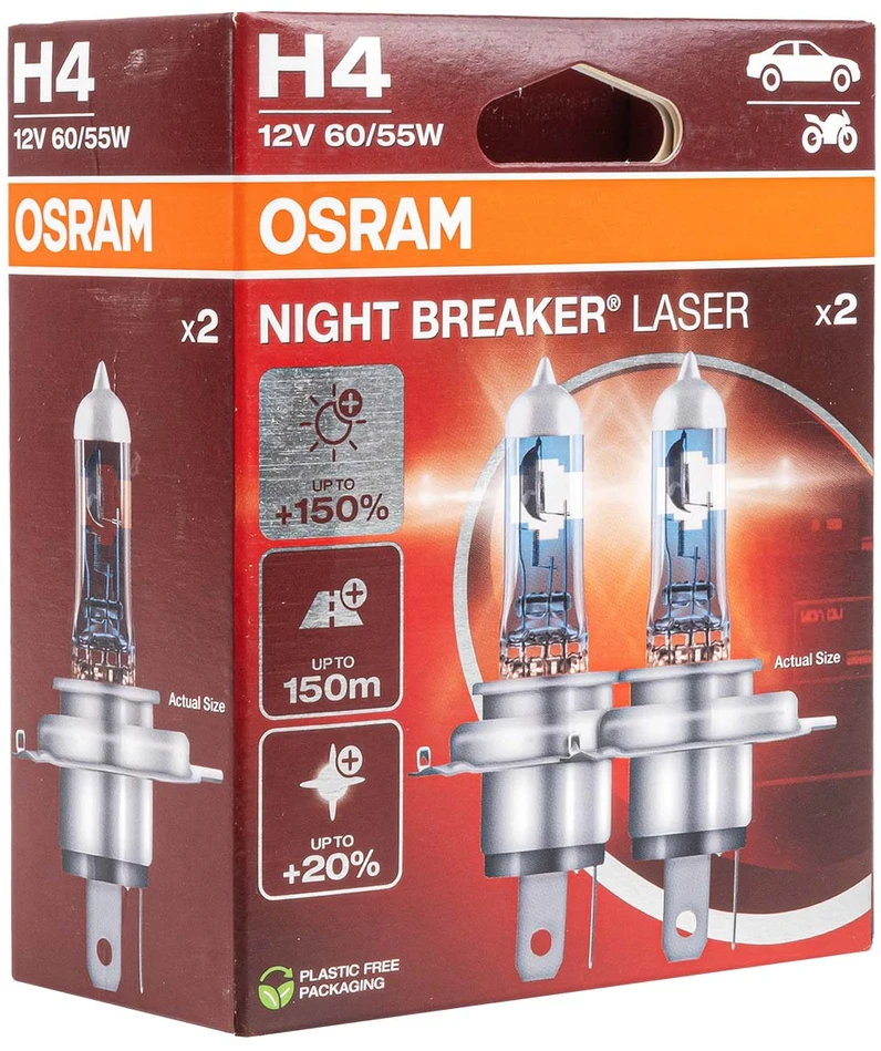 Osram lemputės Night Breaker lazerinis,+150%, H4, 60/55W, DUO O64193NL