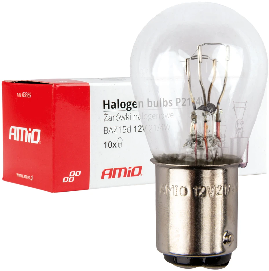 Halogeninės lemputės P21/4W 12V BAZ15D 10 vnt. amio-03369