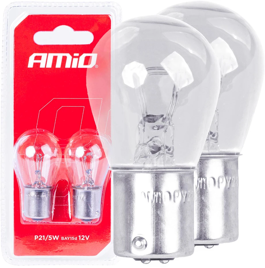 Halogeninės lemputės P21/5W Bay15D 12V 2vnt. blisteryje amio-03353