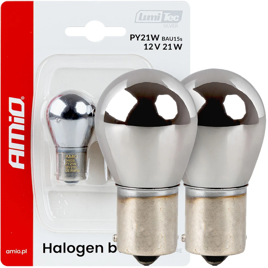 Halogeninės lemputės py21w 12v 21w bau15s lumitec chromo oranžinės spalvos 2 vnt. amio-04629