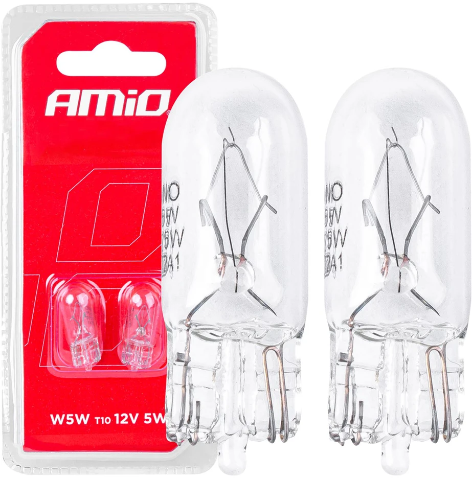 Halogeninės lemputės T10 W5W W2.1x9.5D 12V 2 vnt. blisteryje amio-03346