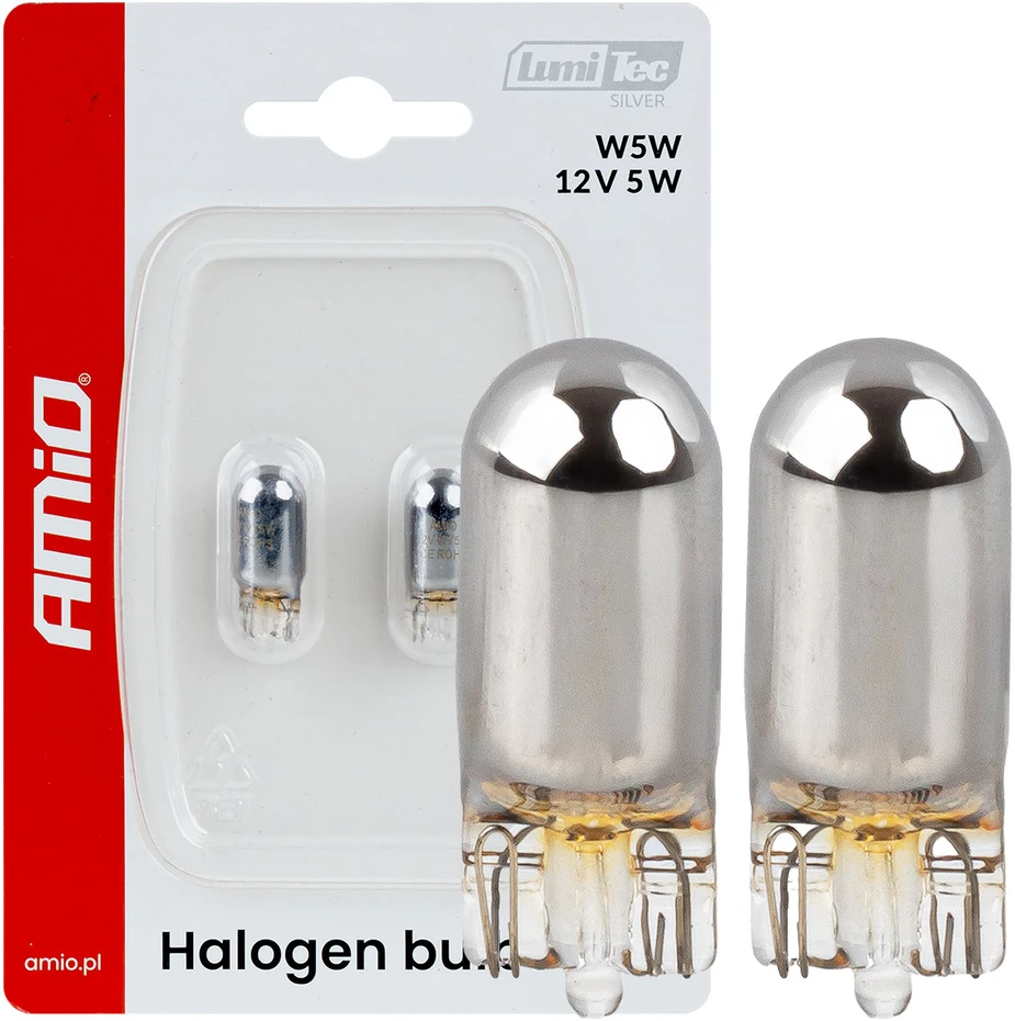 Halogeninės lemputės WY5W 12V5W „lumitec“ chromuotos, 2 vnt. amio-04628