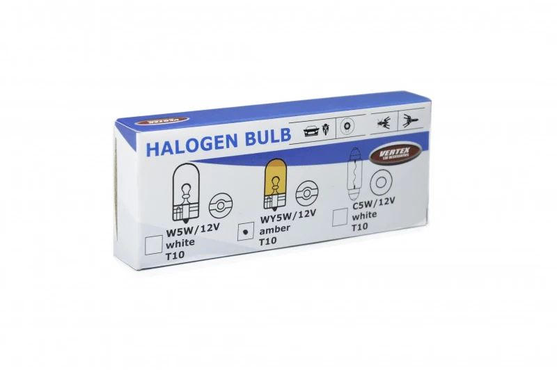Halogeninės lemputės WY5W T10 5W W2.1x9.5D gintaro spalvos 12V 10 vnt. amio-01481