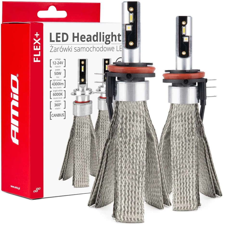 LED žibintų lemputės FLEX+ H15 6000K series 12V 24V Canbus, 2vnt. AMIO-03666