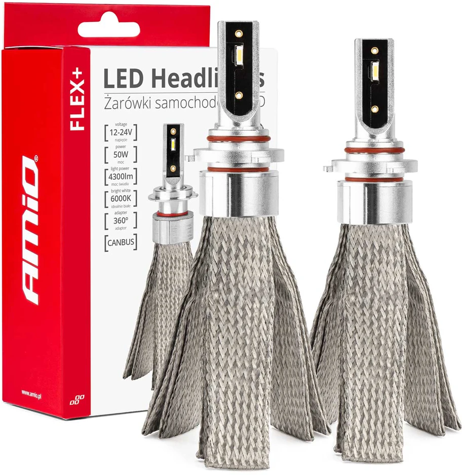 LED žibintų lemputės FLEX+ Series HB4 canbus 6000K 12-24V AMIO-03665