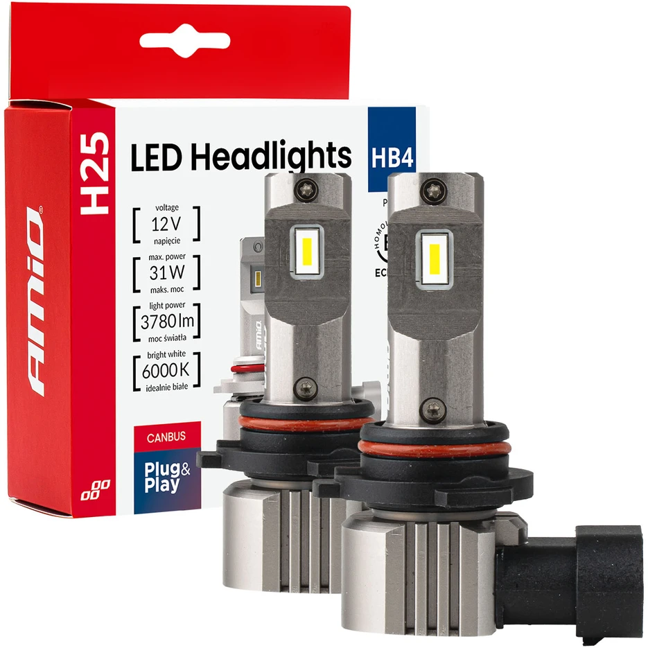 LED žibintų lemputės Series H25 CANBUS HB4 9006 12V 31W, AMIO-04715