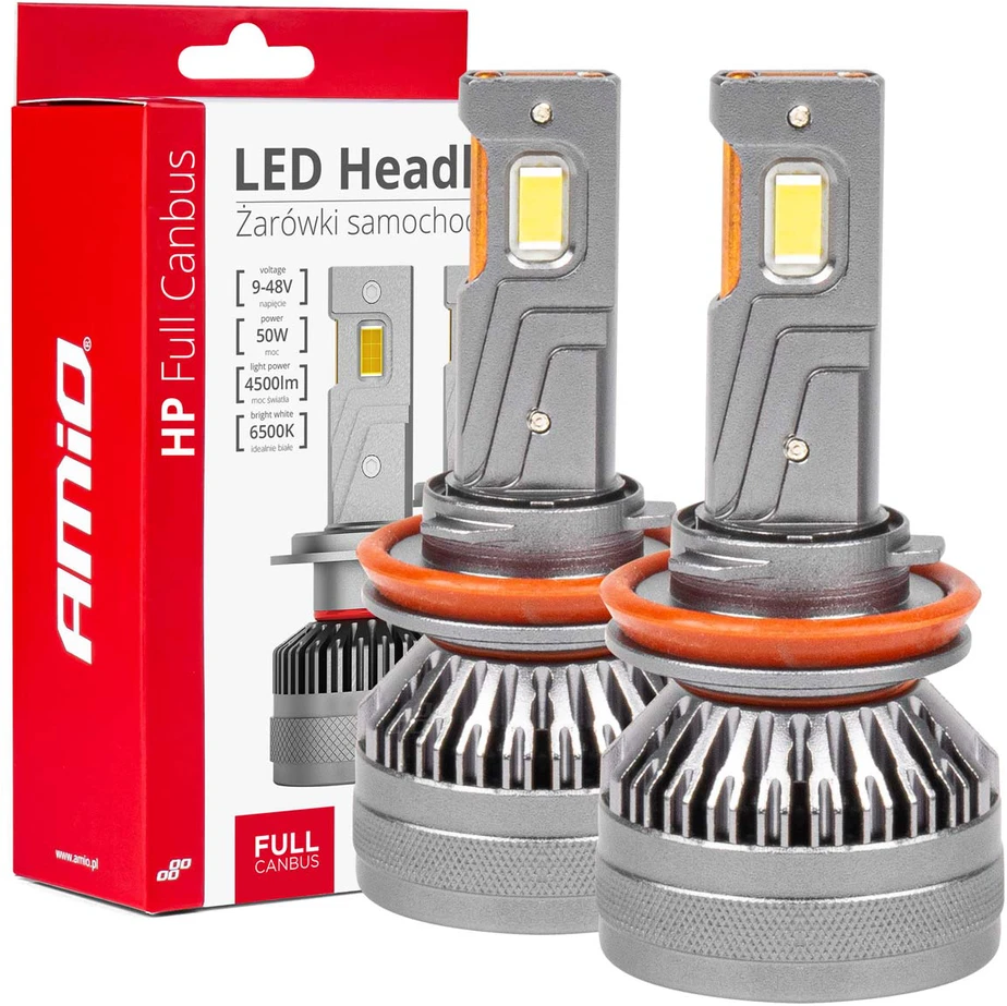 LED žibintų lemputės HP Series H8/H9/H11/H16 Canbus AMiO-03677
