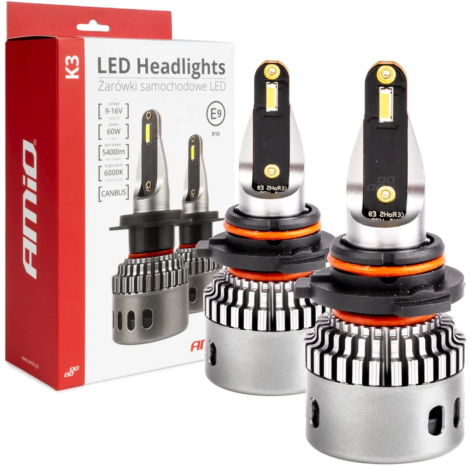 LED žibintų lemputės K3 Series HB3/HIR1 9011/H10 12V 6000K canbus AMIO-03687