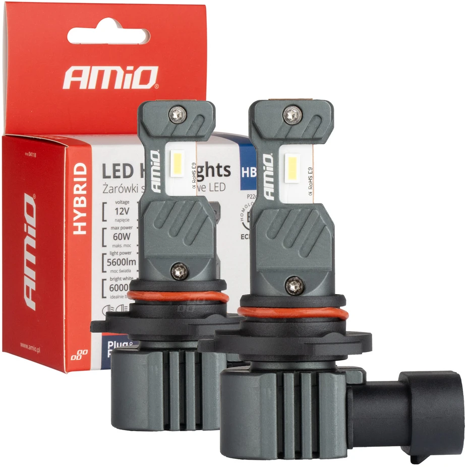 LED žibintų lemputės Hybrid series HB4 9006 6000K Canbus 60W AMIO-04118