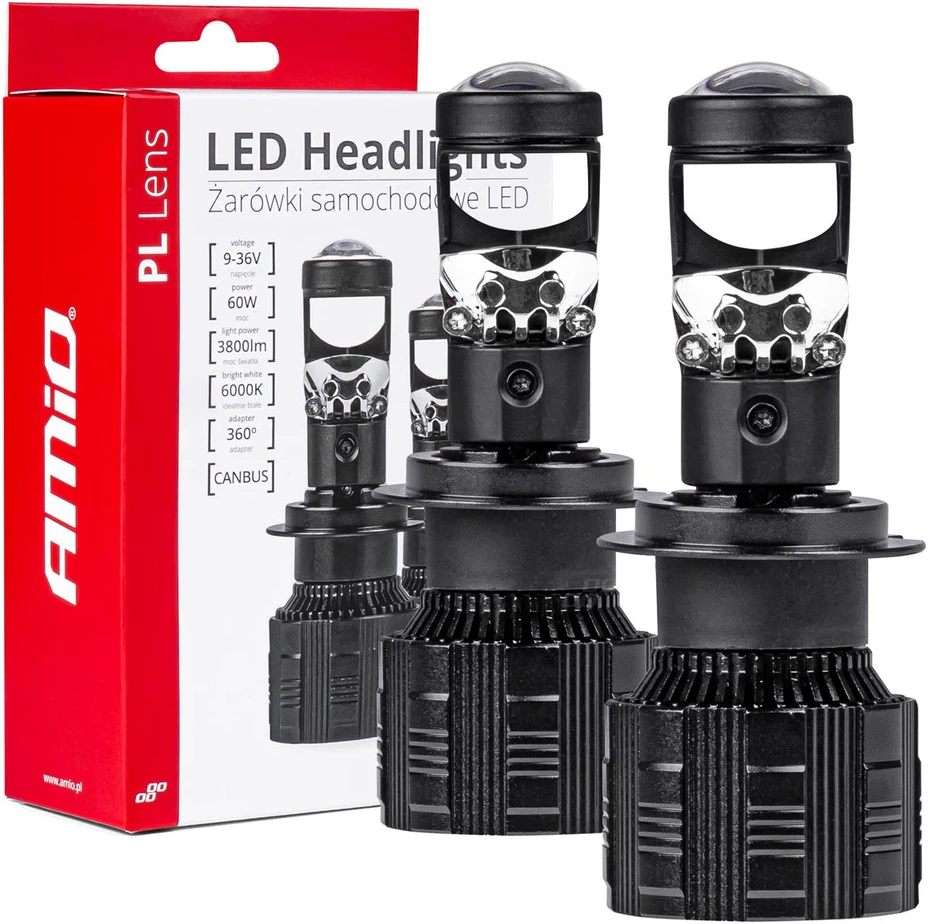 LED automobilių lemputės pl lens canbus lens h7 amio-03668