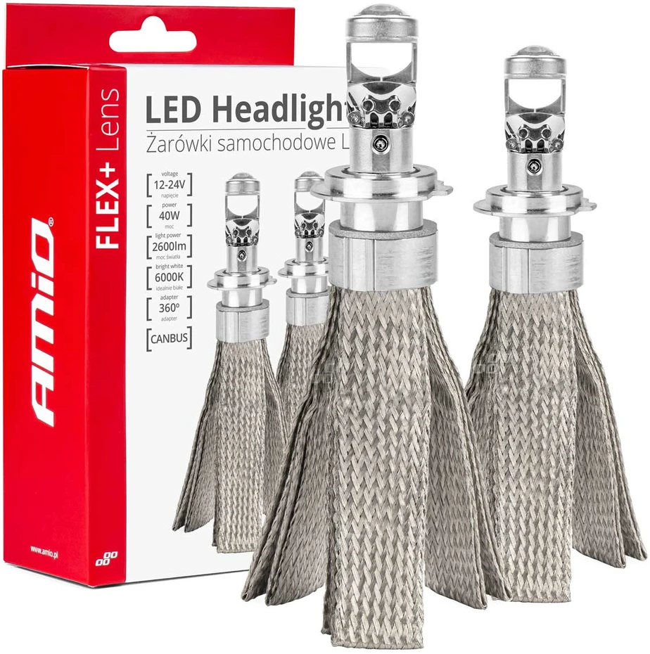 LED žibintų lemputės FLEX+ Series H7 Lens AMiO-03660