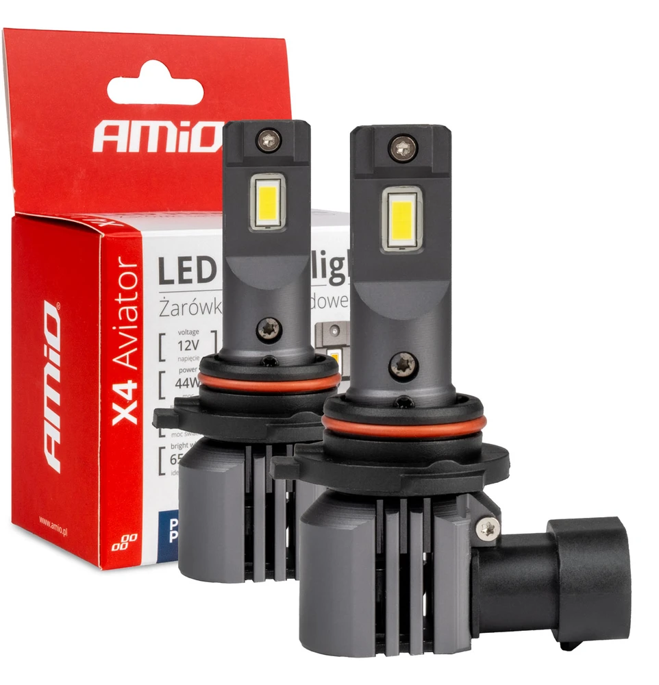 LED žibintų lemputės X4-series AVIATOR HB4 9006 6500K max 44W AMIO-03767