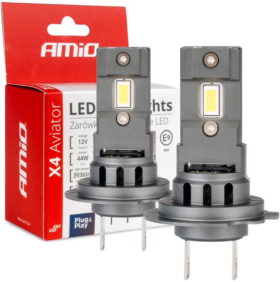 LED žibintų lemputės X4-series AVIATOR H7/H18 6500K max 44W AMIO-03764