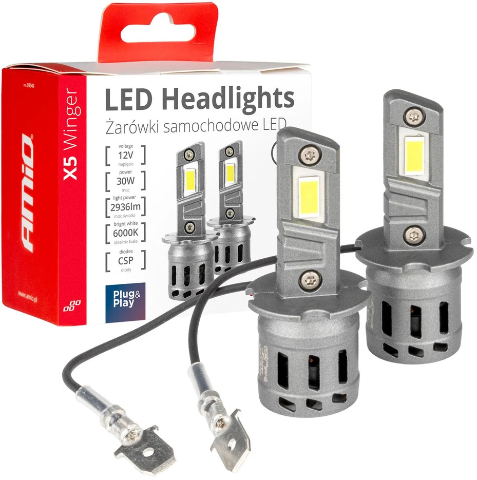 LED žibintų lemputės X5-series WINGER H3 6000K max 30W AMIO-03944