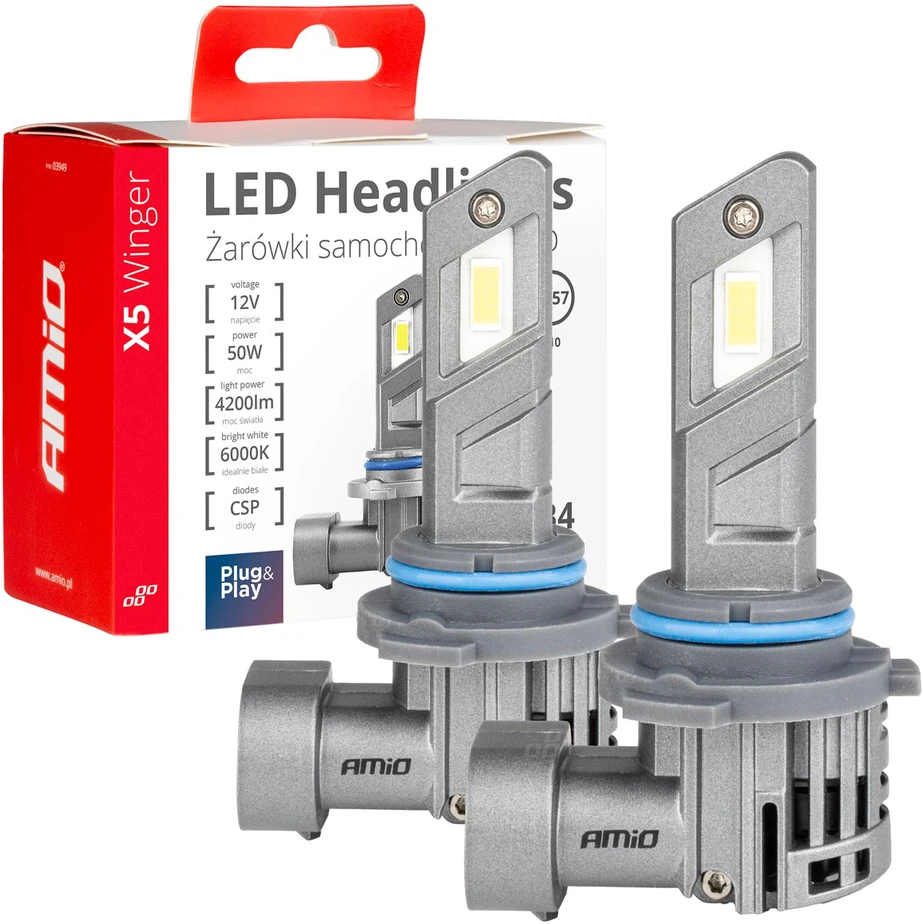 LED žibintų lemputės X5-series WINGER HB4 6000K max 50W AMIO-03949