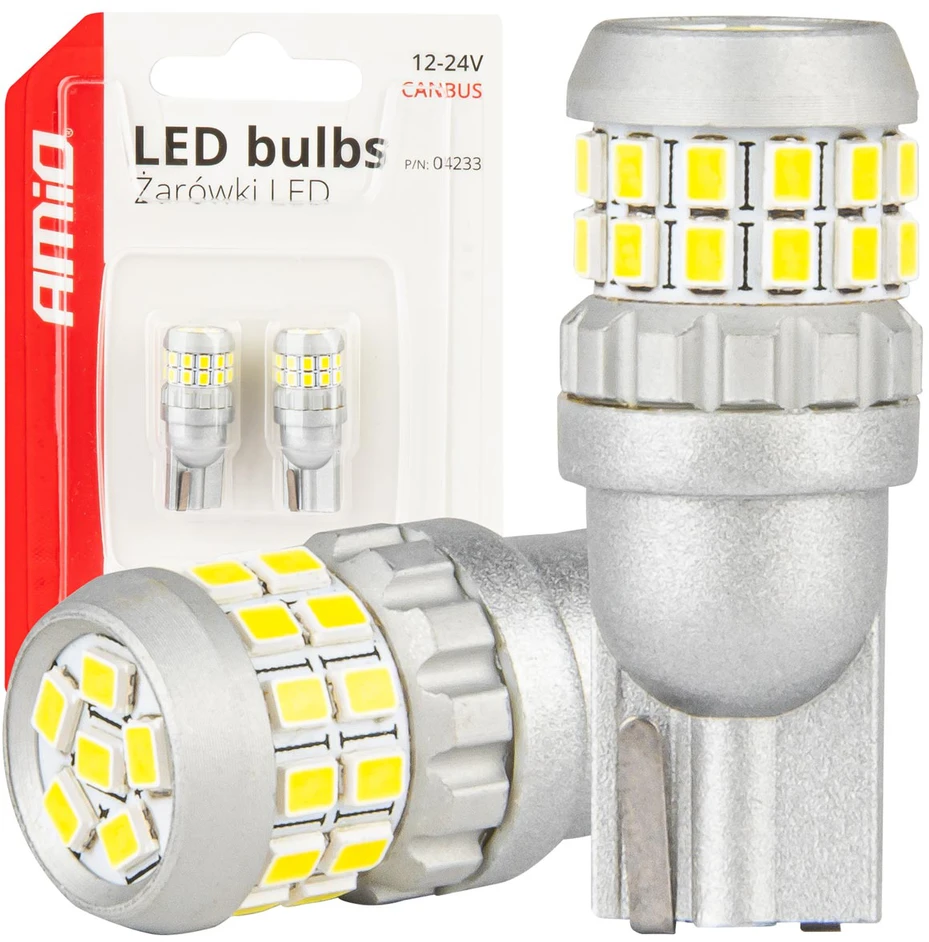 LED lemputės Canbus T10 W5W 30SMD 2016 baltos 12V 24V amio-04233