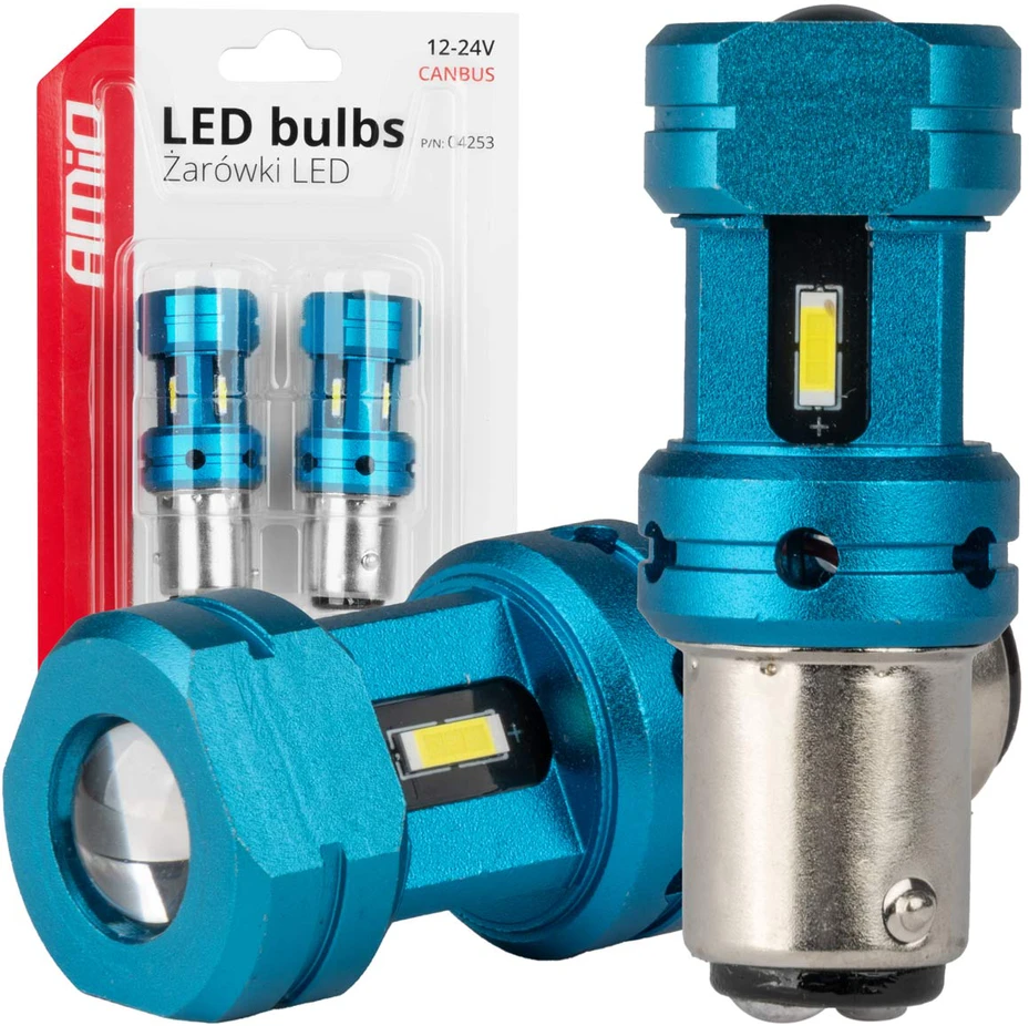 LED lemputės CANBUS 1157 bay15d p21/5w 4smd 1860 baltos 12v 24v amio-04253