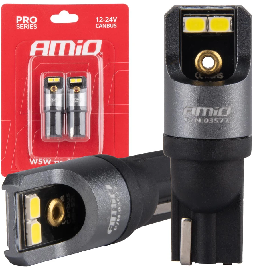 LED lemputės Canbus Pro T10 W5W 4x2016 SMD baltos 12V 24V amio-03577