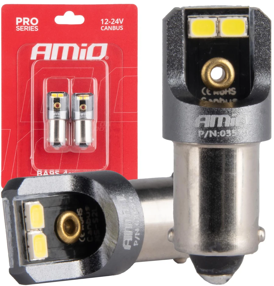 LED lemputės Canbus Pro T4W BA9s 4x2016 SMD baltos 12v 24v amio-03579