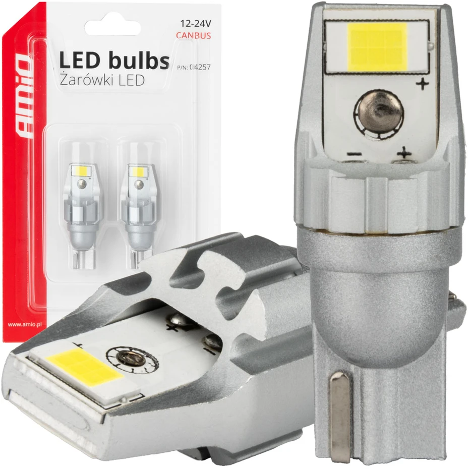 LED lemputės Canbus T15 W16W 2SMD 3570 baltos 12V 24V amio-04257