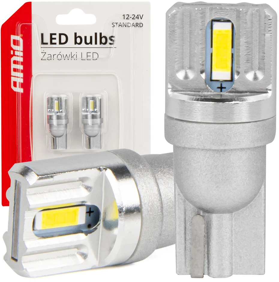 Standartinės T10 W5W LED lemputės 2x1860 SMD baltos 12V 24V amio-03719