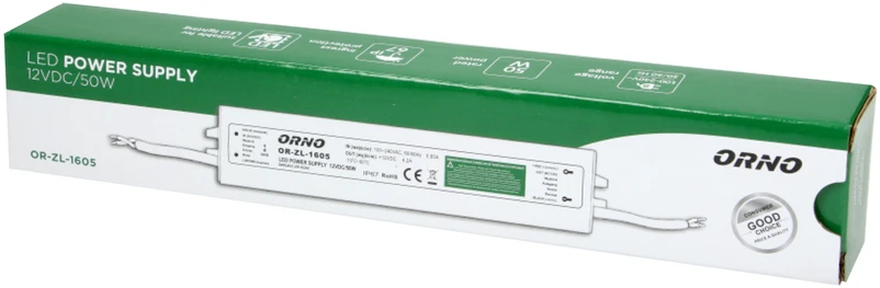 Orno Maitinimo šaltinis LED maitinimo šaltinis 12 VDC 50 W, IP67