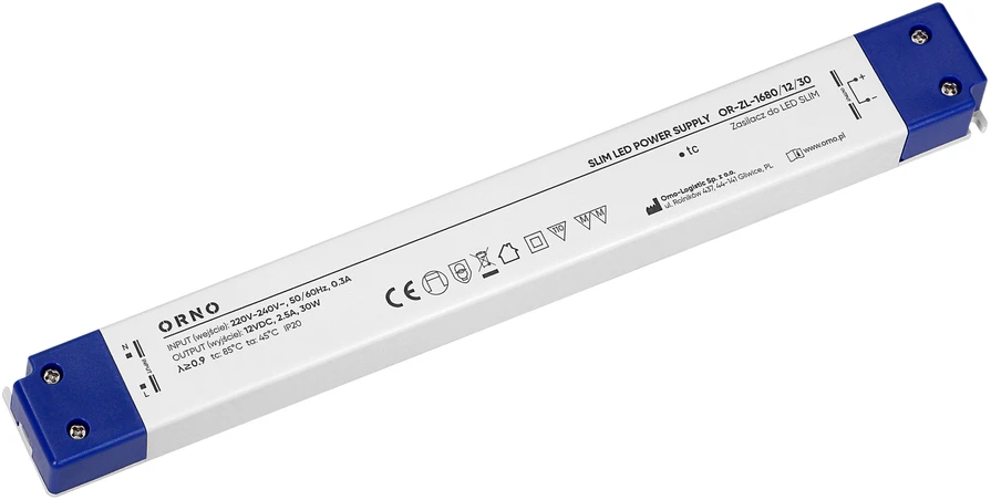 Zasilacz Maitinimo šaltinis LED maitinimo šaltinis IP20, baldams, plonas, 12V, 30W, plastikinis korpusas