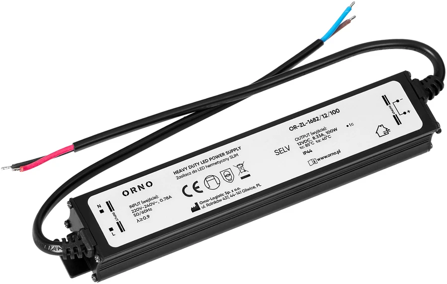 Zasilacz Maitinimo šaltinis LED maitinimo šaltinis IP44, hermetiškas, plonas, 12V, 100W, metalinis korpusas