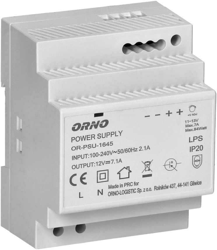Orno Maitinimo šaltinis Maitinimo šaltinis ant DIN bėgelio 12 V nuolatinės srovės, 7 A, 84 W, 4 modulių pločio