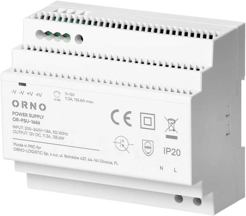 Orno Maitinimo šaltinis Maitinimo šaltinis ant DIN bėgelio, 12 V nuolatinės srovės, 11,3 A, 135,6 W, 6 moduliai